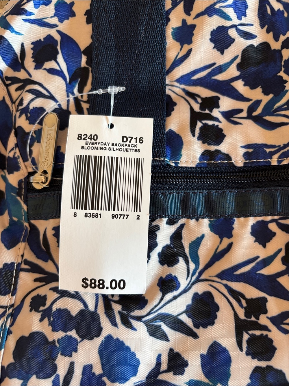 Lesportsac Floral Backpack in Navy and Cream - Picture 2 of 3